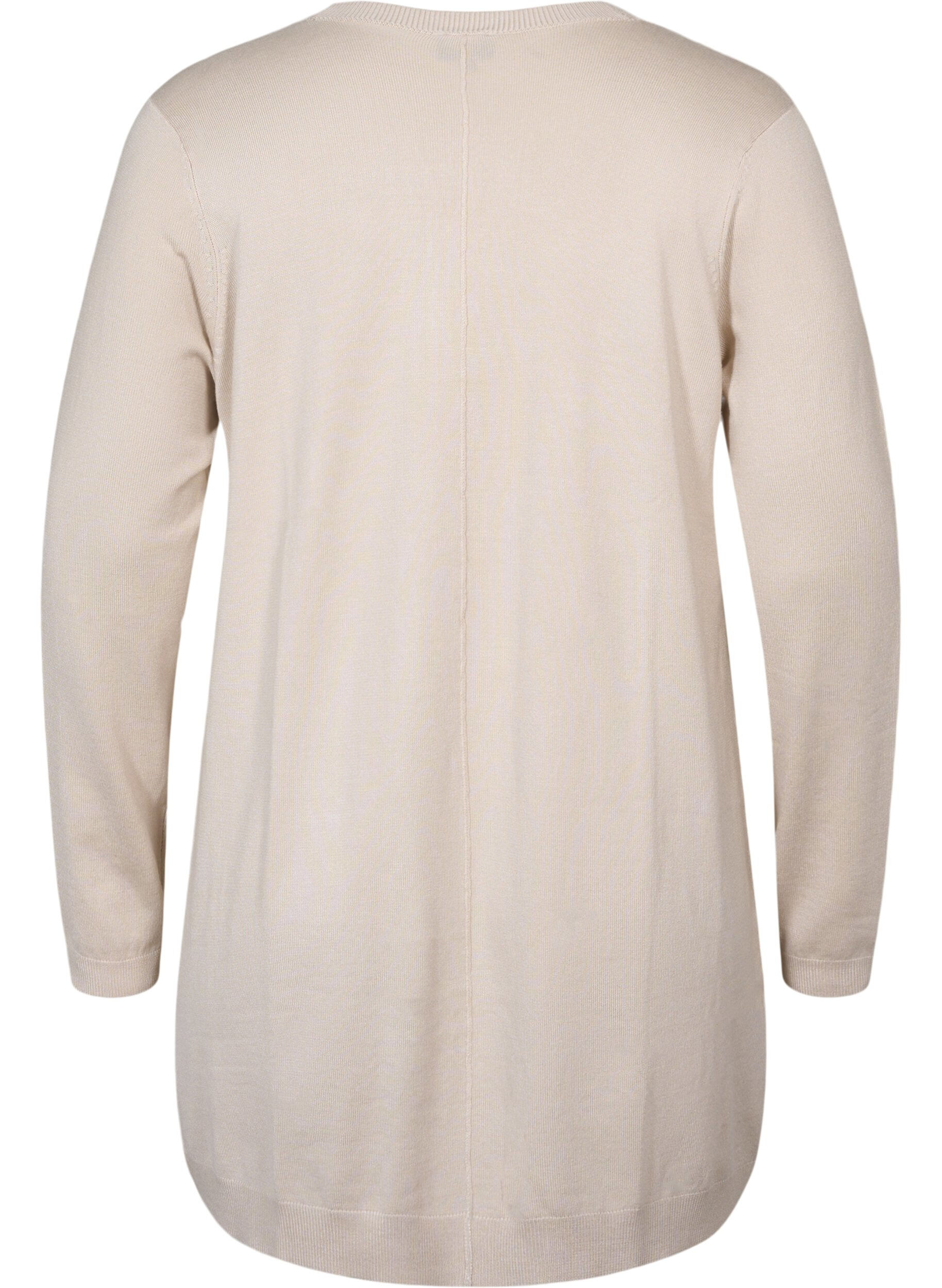 ZizziLang strikkecardigan i viskoseblanding, Beige, Packshot image number 1