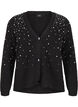 Strikket cardigan med perler, Black White Pearls, Packshot image number 0