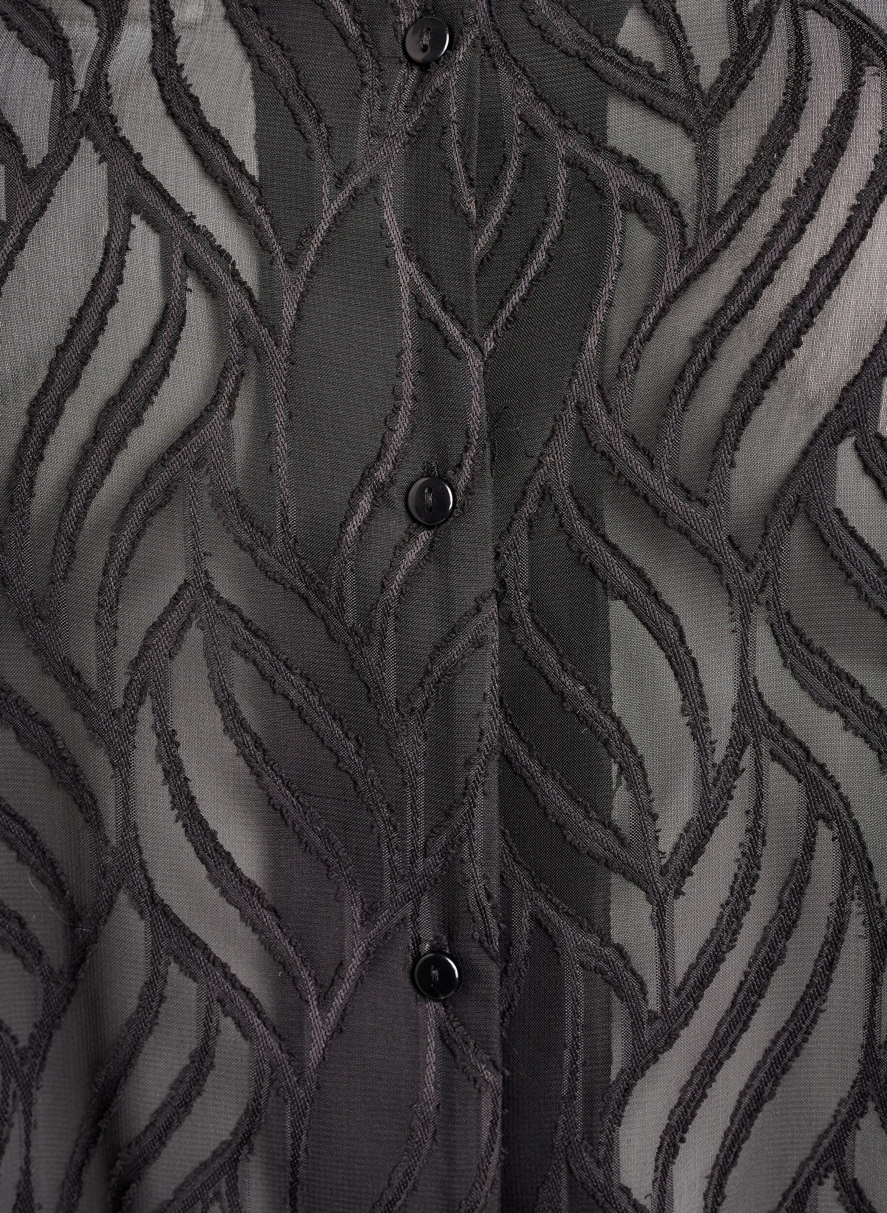 Zizzi Chiffon tunika med teksturert m&oslash;nster, Svart, Packshot image number 2