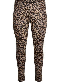 Viskose leggings med leopardmønster, Brun Viskose leggings med leopardmønster