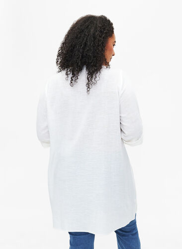 3/4-ermet tunika i bomullsblanding med lin, Off-White, Model image number 1