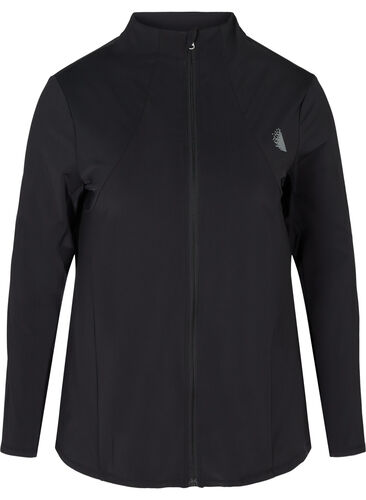 Treningsjakke med refleks og lomme, Black, Packshot image number 0
