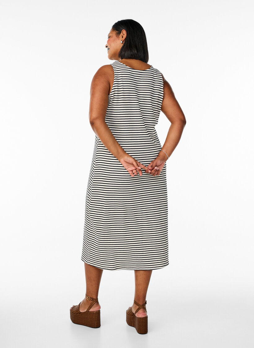Stripete midi tankkjole, White Black Stripe, Model