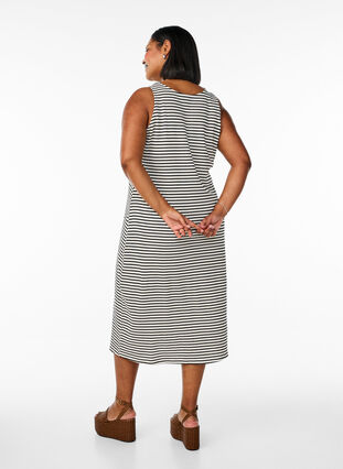 Zizzi Stripete midi tankkjole, White Black Stripe, Model image number 1