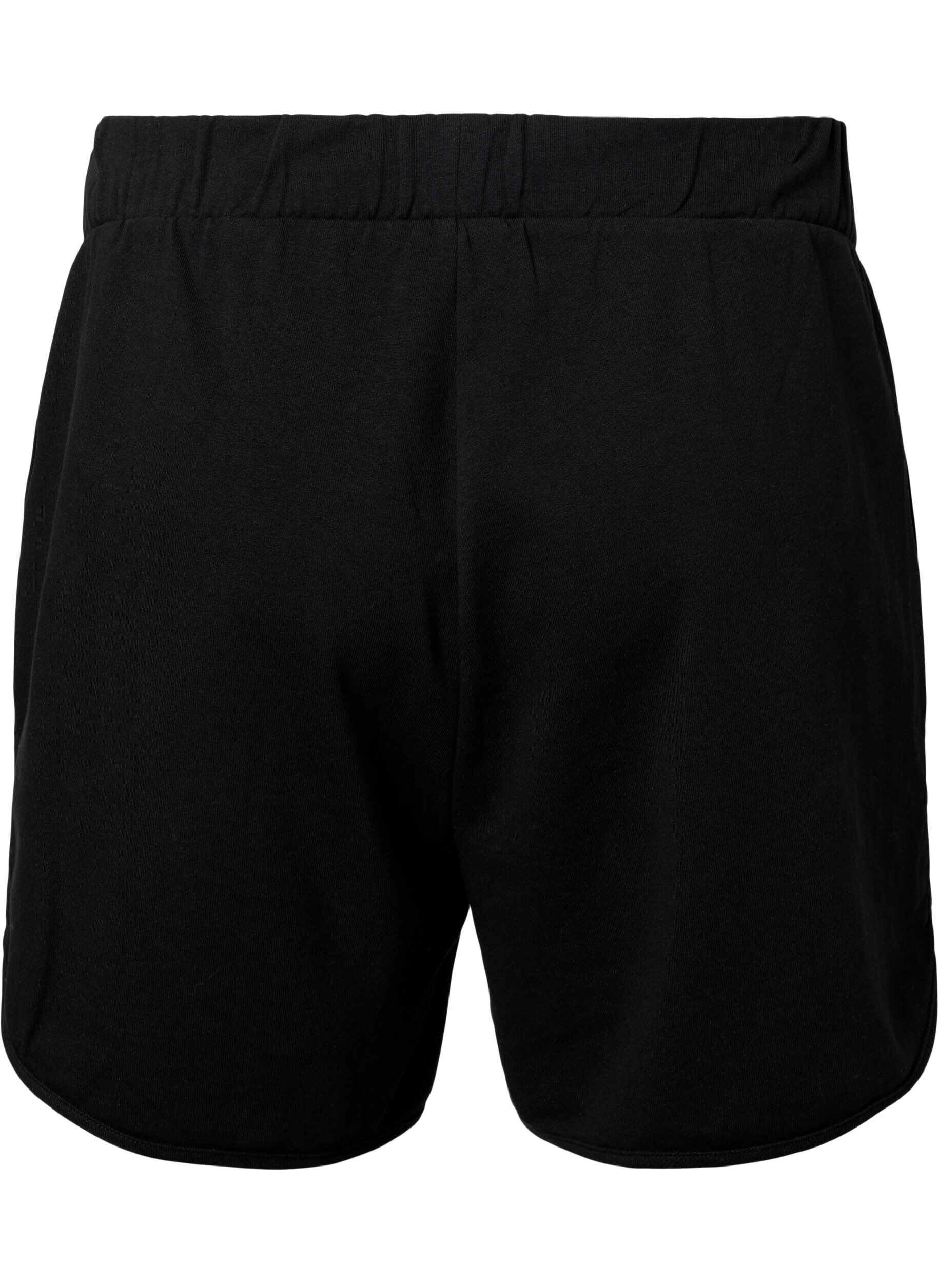 Zizzi Ensfargede joggeshorts med lommer, Black, Packshot image number 1