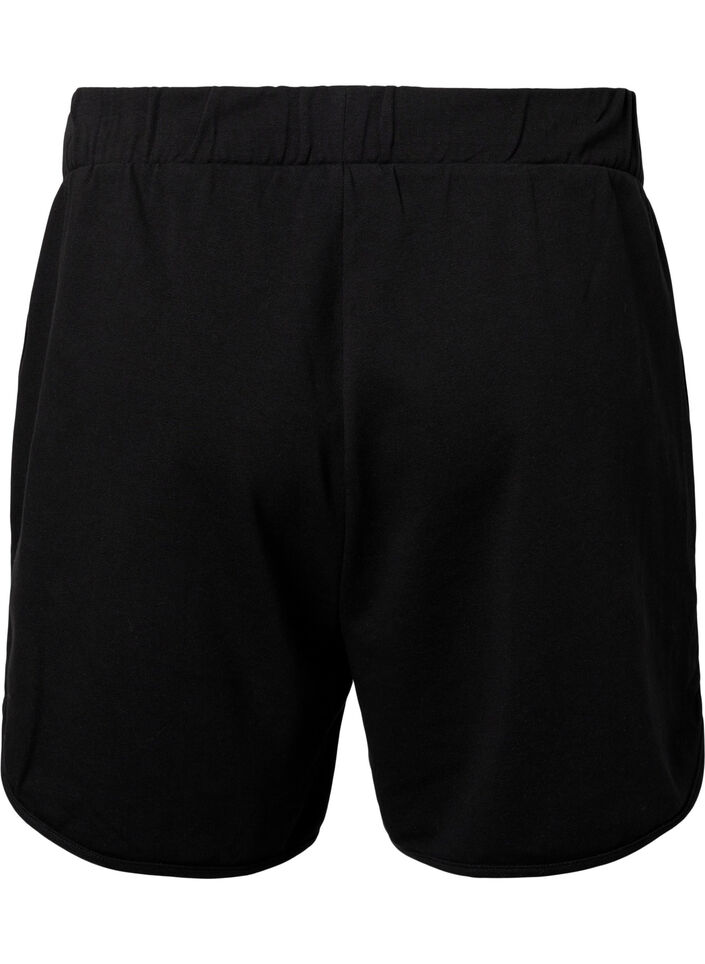 Ensfargede joggeshorts med lommer, Black, Packshot image number 1