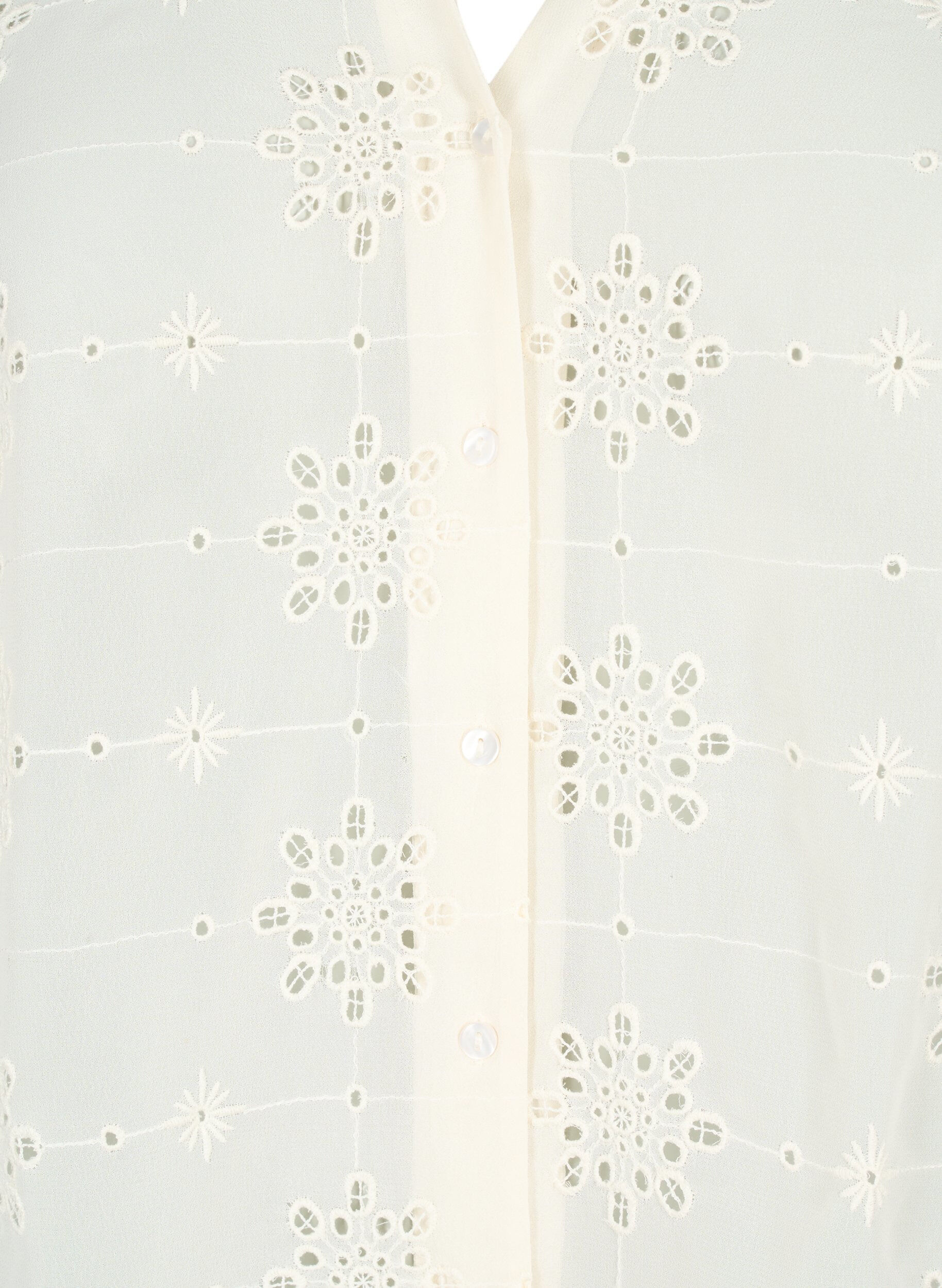 Zizzi Kortermet skjortebluse med broderi anglaise, Antique White, Packshot image number 2