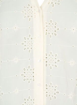 Zizzi Kortermet skjortebluse med broderi anglaise, Antique White, Packshot image number 2