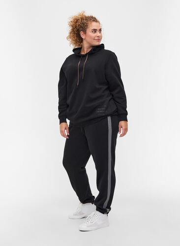 Joggebukser med knyting og lommer, Black, Model image number 0