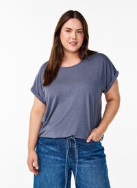 Loose t-skjorte med rund hals, Blå Loose t-skjorte med rund hals, Blå, Model