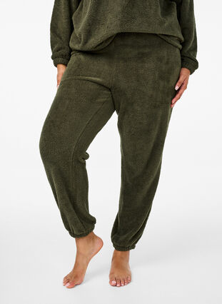 Zizzi Myke teddybukser med elastisk midje, Forest Night, Model image number 2
