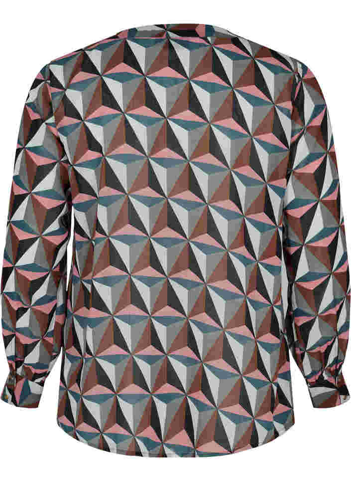 Skjorte med V-hals og mønster, Graphic Pink, Packshot image number 1