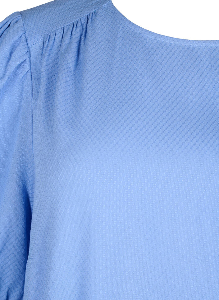 Viskosebluse med 1/2-ermer, Cornflower Blue, Packshot image number 2