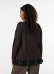 Bluse med struktur og volangkant, Brun, Model image number 2