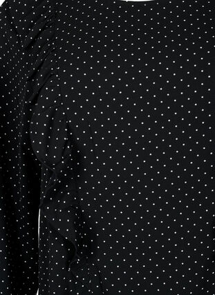 Bluse med lange ermer og volanger, Black Dot, Packshot image number 2