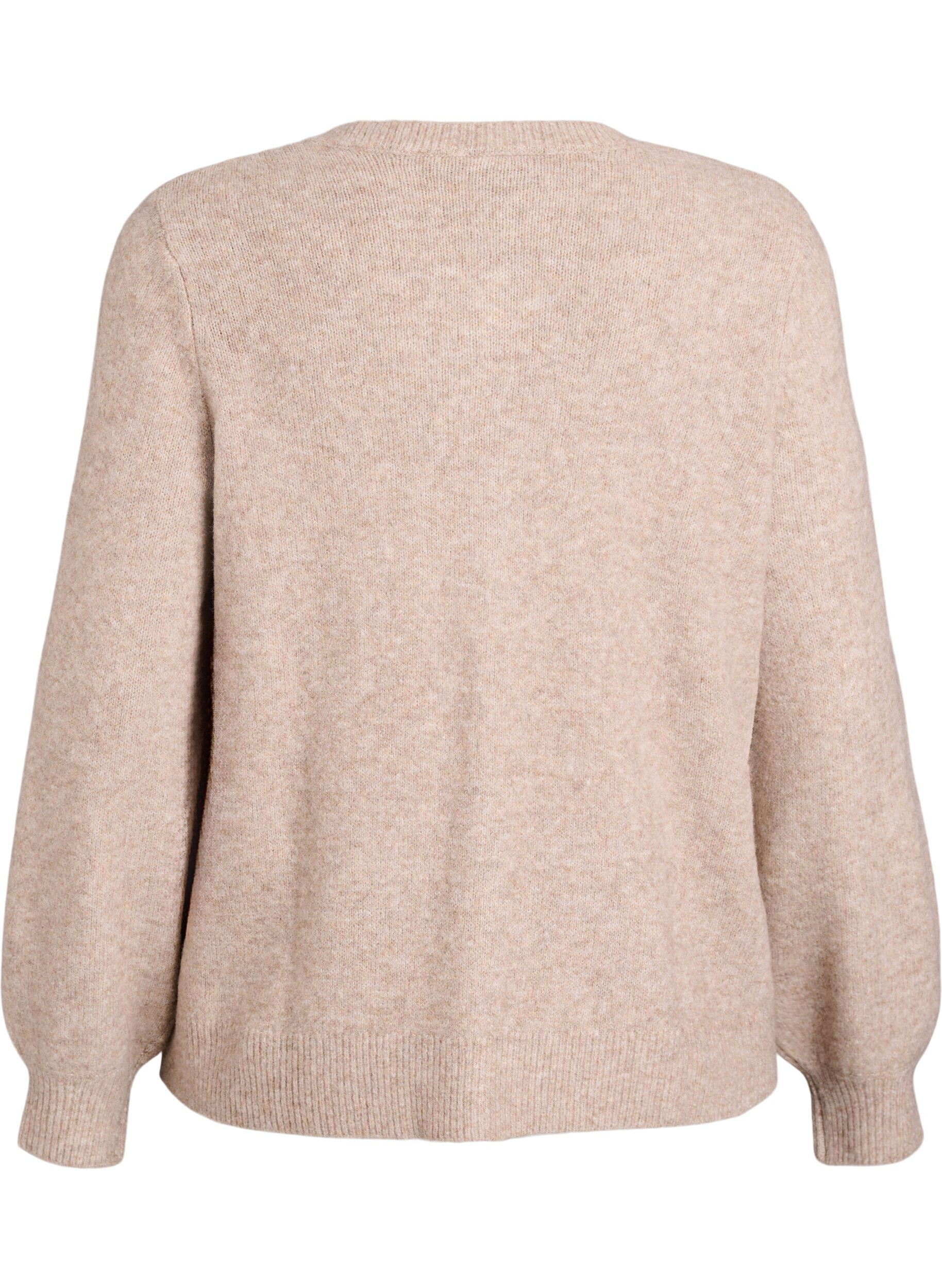 Zizzi Cardigan med hjerteformede knapper, Beige, Packshot image number 1
