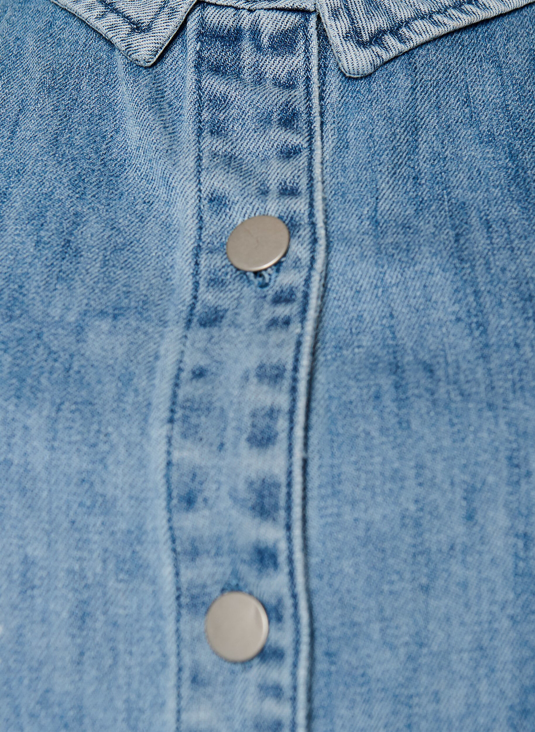 ZizziDenimskjorte med blomstertrykk og korte ermer, Bl&aring;, Packshot image number 2