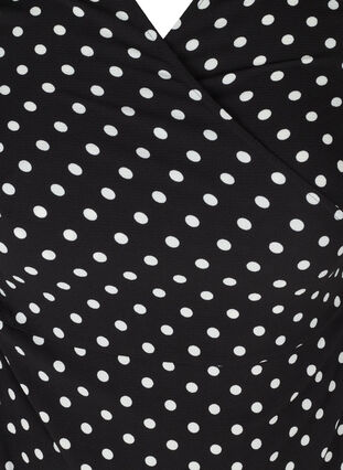 Omslagskjole med korte ermer, Black w White Dot, Packshot image number 2