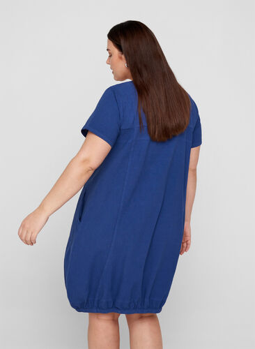 Kortermet kjole i bomull, Twilight Blue, Model image number 1