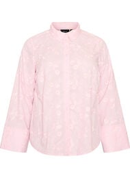 Skjorte med blomsterbroderi og vide ermer, Rosa