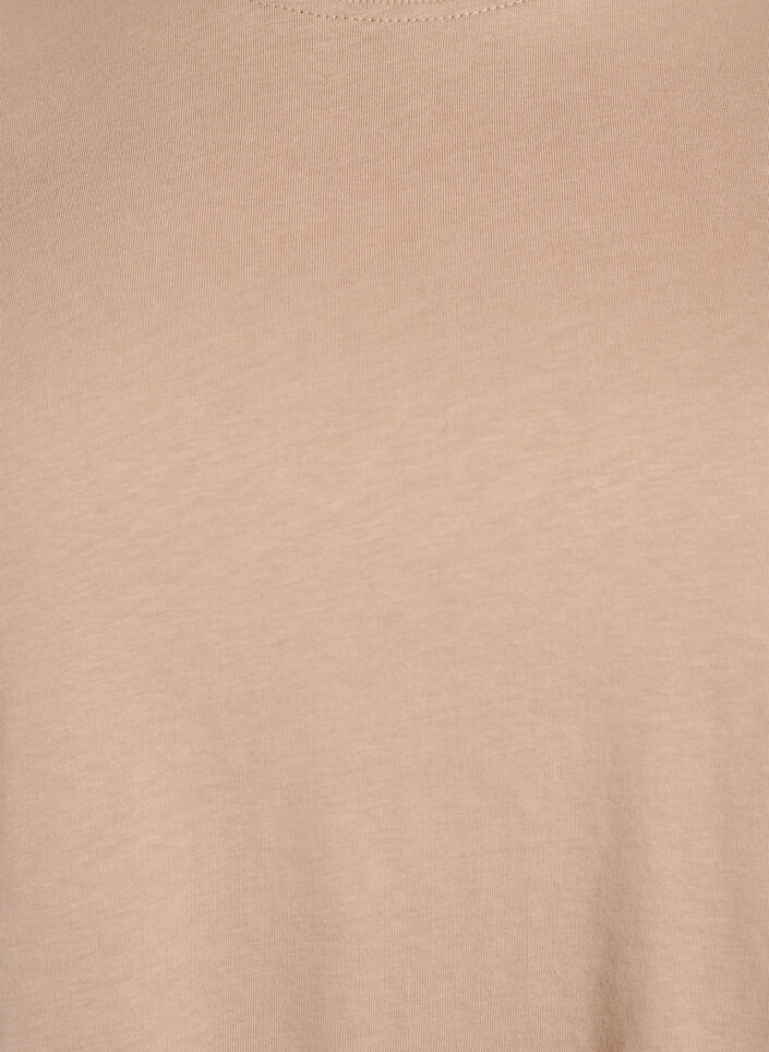 Basic T-skjorte i bomull med rund hals, Beige, Packshot image number 2