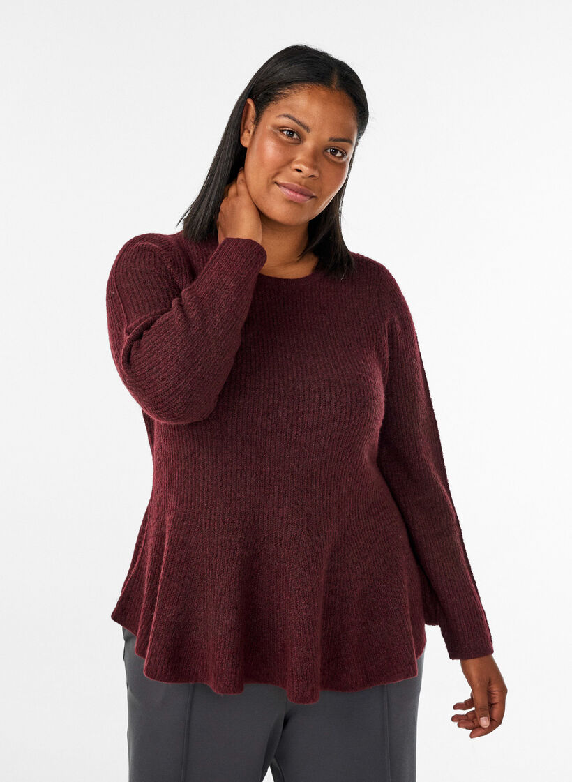 A-line strikkebluse, R&oslash;d, Model image number 0