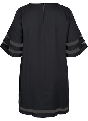 Kortermet kjole med gjennomsiktige detaljer, Black, Packshot image number 1