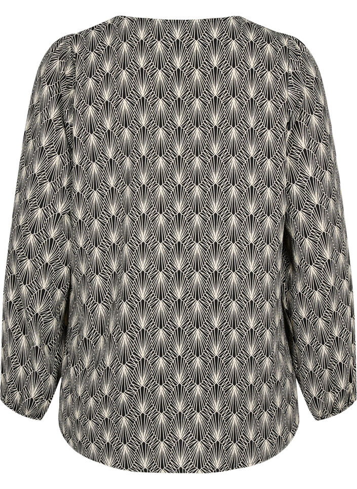 Skjortebluse med v-hals og trykk, Birch Graphic AOP, Packshot image number 1