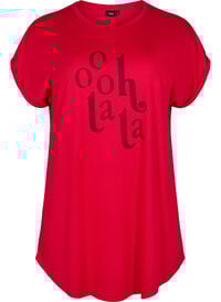 Kortermet nattkjole med teksttrykk, Rød Kortermet nattkjole med teksttrykk