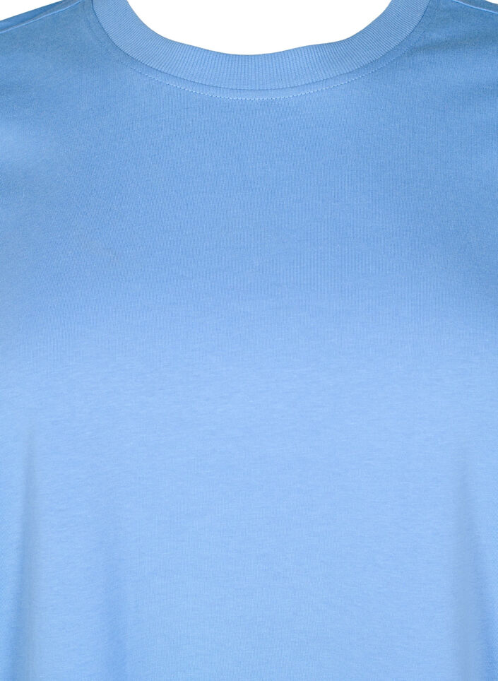 Basic T-skjorte i bomull med rund hals, Bl&aring;, Packshot image number 2