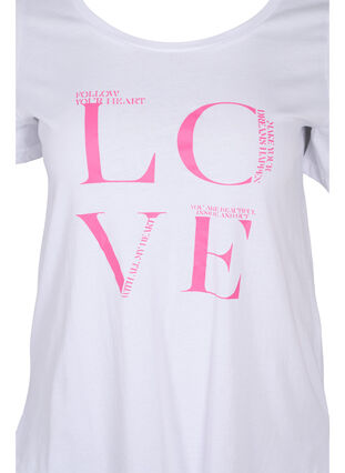 Kortermet T-skjorte i bomull med trykk, Bright White LOVE, Packshot image number 2