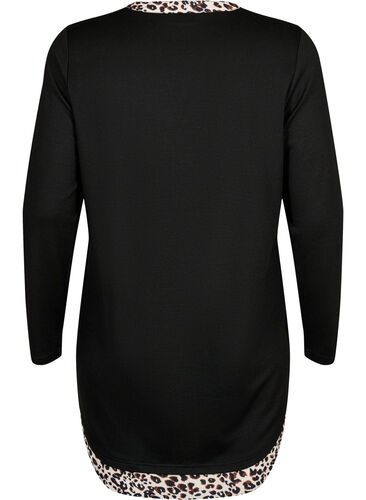 Bluse med lange ermer og «look a-like»-skjorte, Black Leo AOP, Packshot image number 1