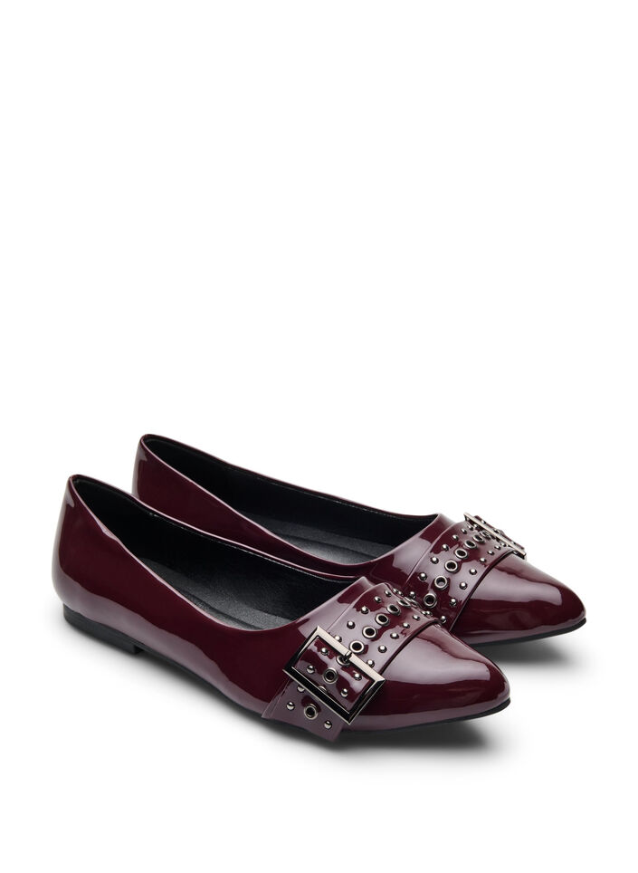 Wide fit - Ballerina med stropp og studs, Decadent Chocolate, Packshot