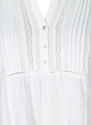 Bomullskjole med A-form, Bright White, Packshot image number 2