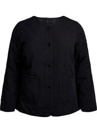 Quiltet jakke med knapper og lommer, Black