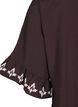 Kortermet bluse med trykk og volanger, Brun, Packshot image number 3