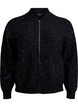 Cardigan med glidelås og paljetter, Svart, Packshot image number 0