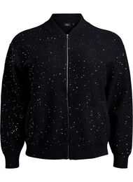 Cardigan med glidelås og paljetter, Svart