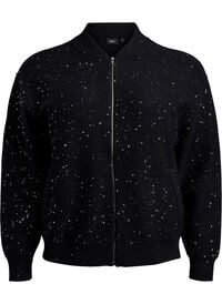 Cardigan med glidelås og paljetter, Svart Cardigan med glidelås og paljetter