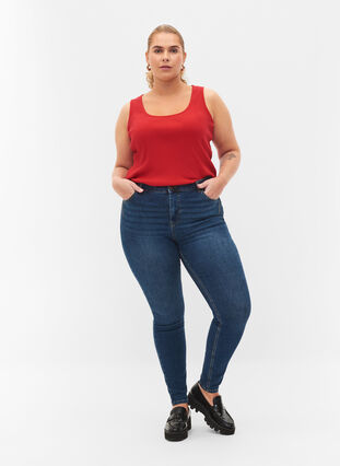 Basis tanktopp i en ribbet struktur, 2 stk., Tango Red/Black, Model image number 2