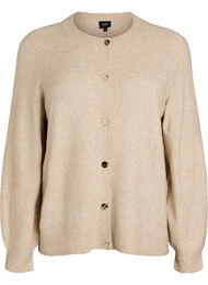 Cardigan i myk strikk med gullfargede knapper, Beige