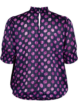 Zizzi Kortermet smokk bluse med trykk, Medieval Bl. Dot AOP, Packshot image number 1
