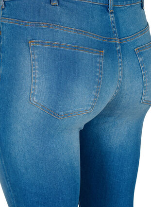 Super slim Sanna jeans med slitte detaljer, Blue denim, Packshot image number 4