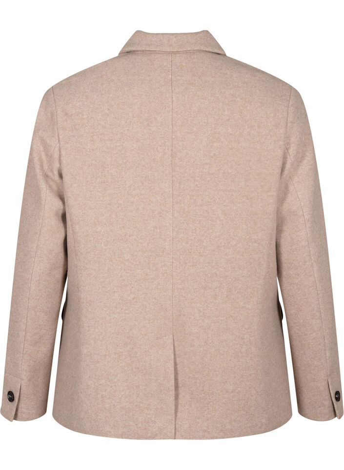 Melert blazer med splitt, Pumice Stone Mel., Packshot image number 1