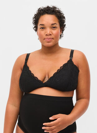 Zizzi Amme-BH med blonder, Svart, Model image number 0
