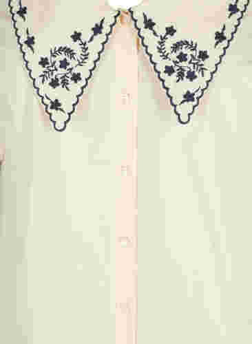 Kortermet bomullsskjorte med stor krage, MotherOfPearl w.Blue, Packshot image number 2