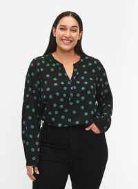 FLASH - bluse med lange ermer og trykk, Dot, Model