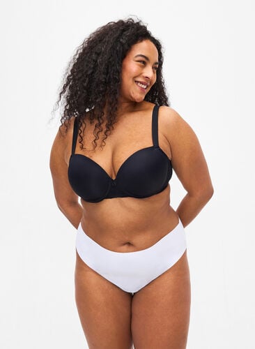 Zizzi Sømløs g-streng, 2 stk., Hvit, Model image number 0