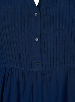 Bluse i viskose med korte ermer og folder, Navy Blazer, Packshot image number 2