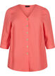 Bluse i viskose med knapper og V-hals, Deep Sea Coral, Packshot image number 0